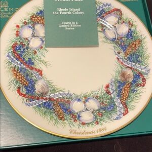 Lenox Holiday Wreath Plate with Red, Green, and Gold Accents